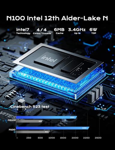 MINISFORUM Mini PC UN100P, Intel 12ª generación Alder Lake-N100, 16 GB RAM, 512 GB SSD, 2xHDMI |1, 4xUSB, |5G, WiFi6, BT